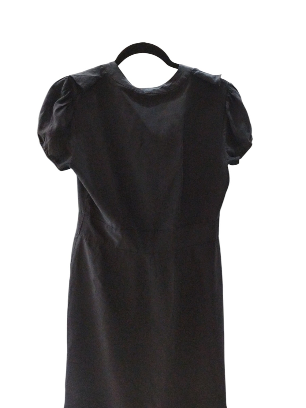 bebe Black Ruffle V-Neck Sheath Dress SZ M - Picture 3 of 6